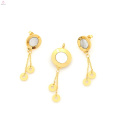 New design stainless steel locket & gold plate earring jewelry set